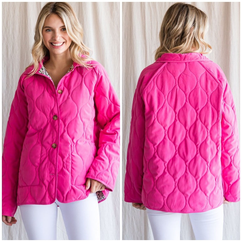 JODIFL Hot Pink Reversible Quilted Jacket - Picture 3 of 6